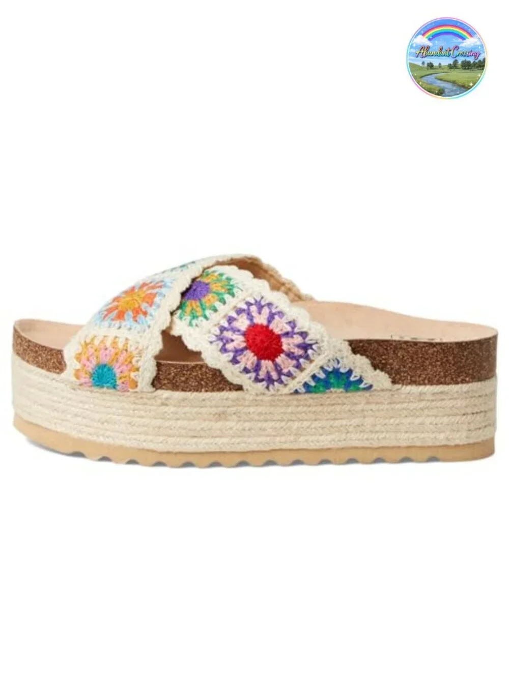 Platform Espadrille Wedge Sandal with Two Band Upper and Cushioned Insole